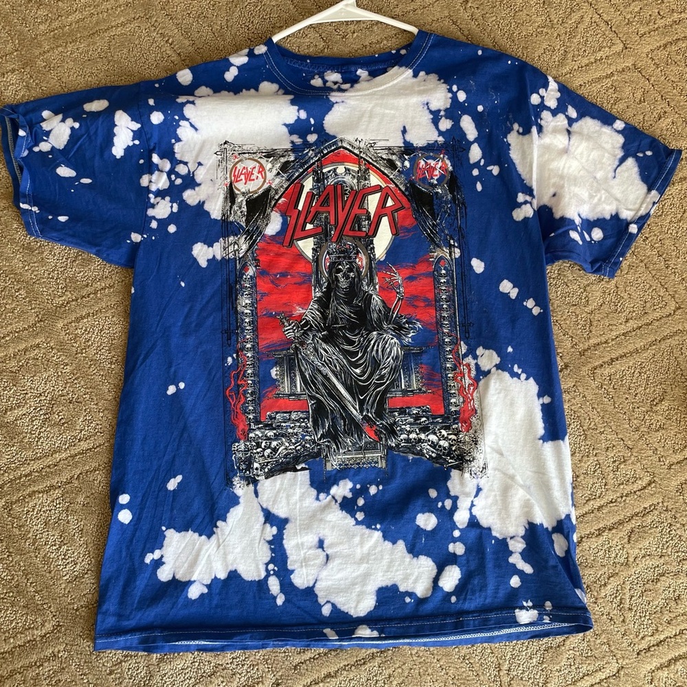 Slayer Tie Dye T-shirt Men’s M Short Sleeve Blue White Red Rock Music Metal Band
